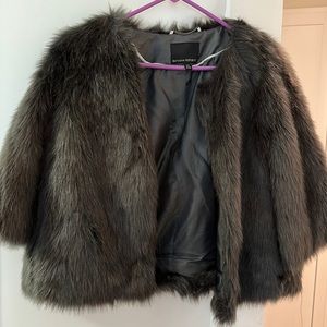 Faux Gray Fur Jacket | Size XS | Color: Gray